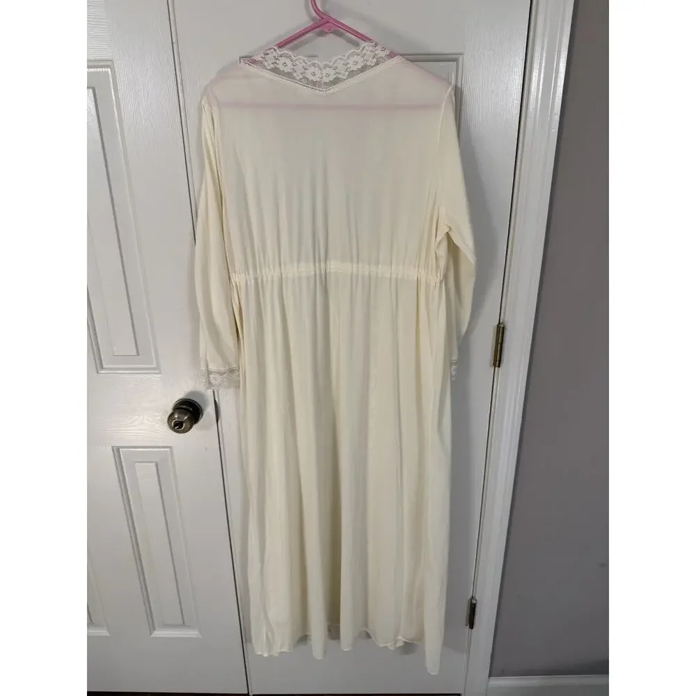 Vintage Lace Cream Robe Duster L